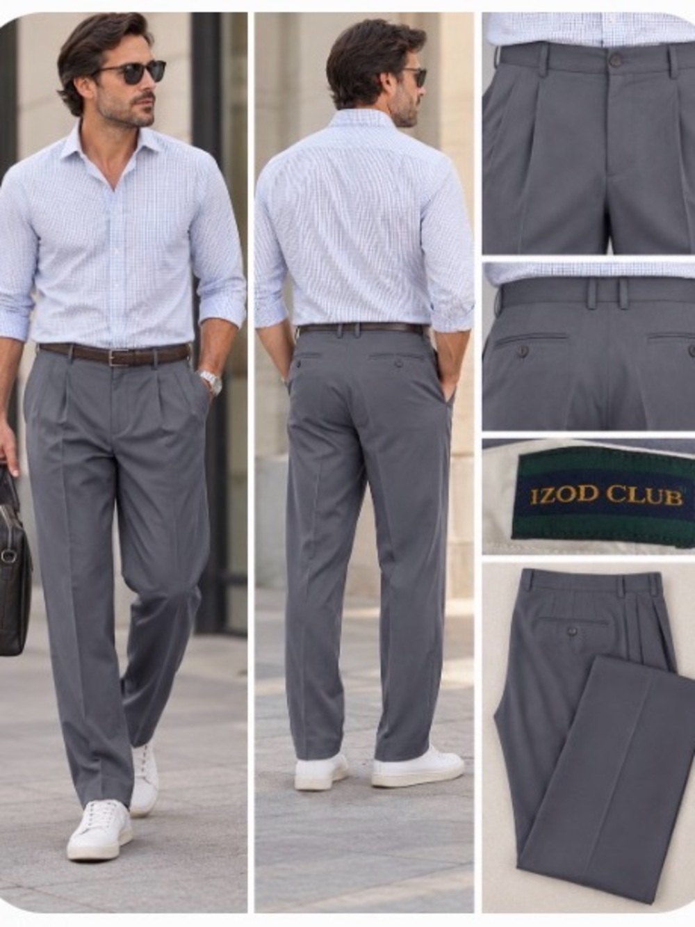 Izod Men's Dress Pants in Slate Gray